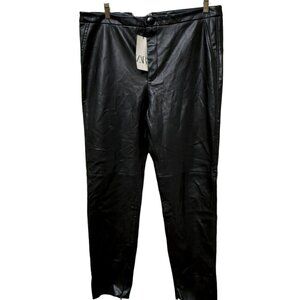 ZARA Faux Leather Black Pants XXL Womens Slim Ankle Modern Moto NWT